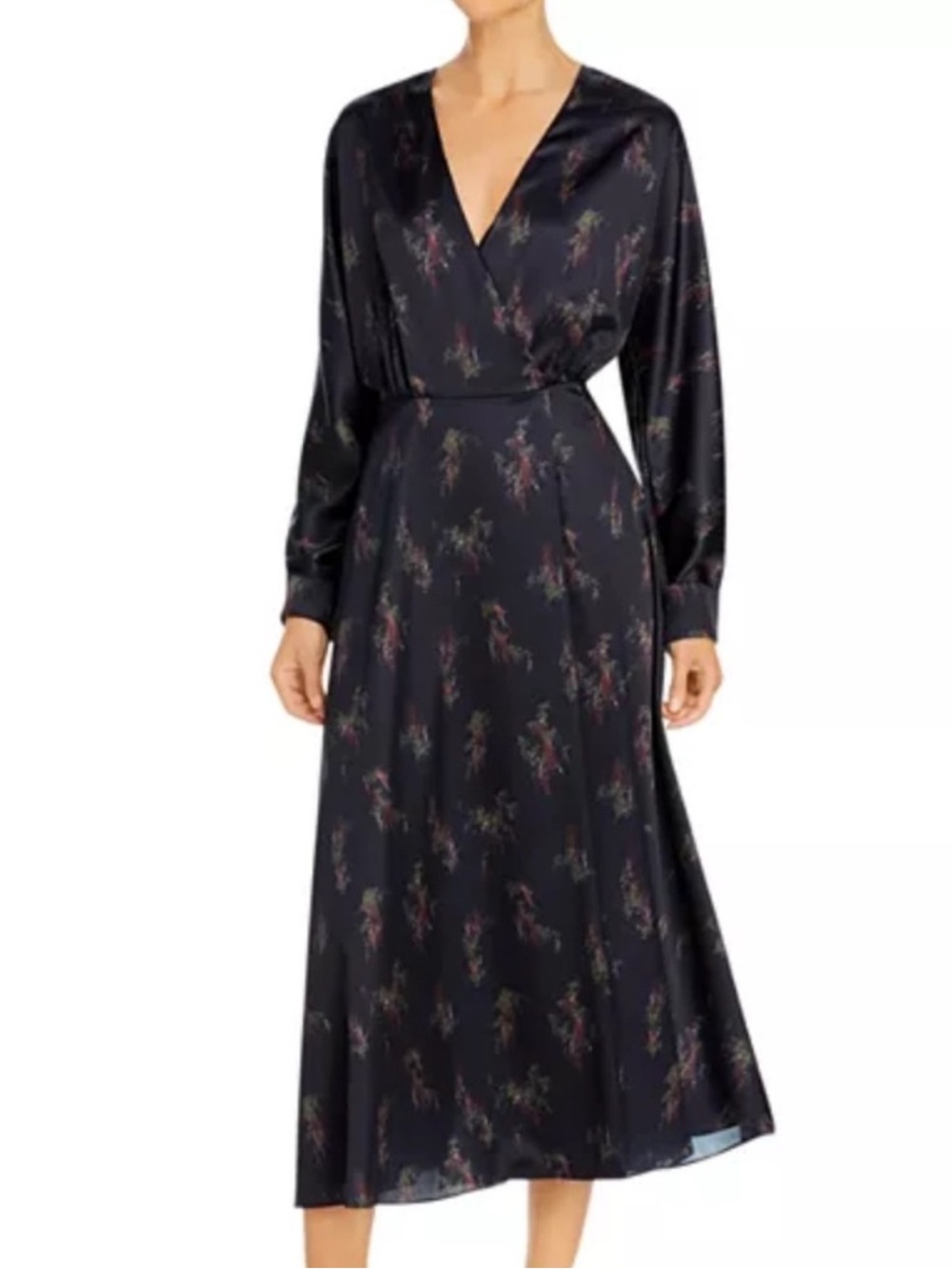 Vince Women’s Black Printed Silk Midi Dress
